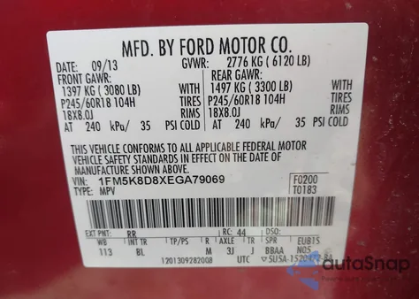 2014 Ford Explorer Xlt from USA, damaged, VIN 1FM5K8D8XEGA79069